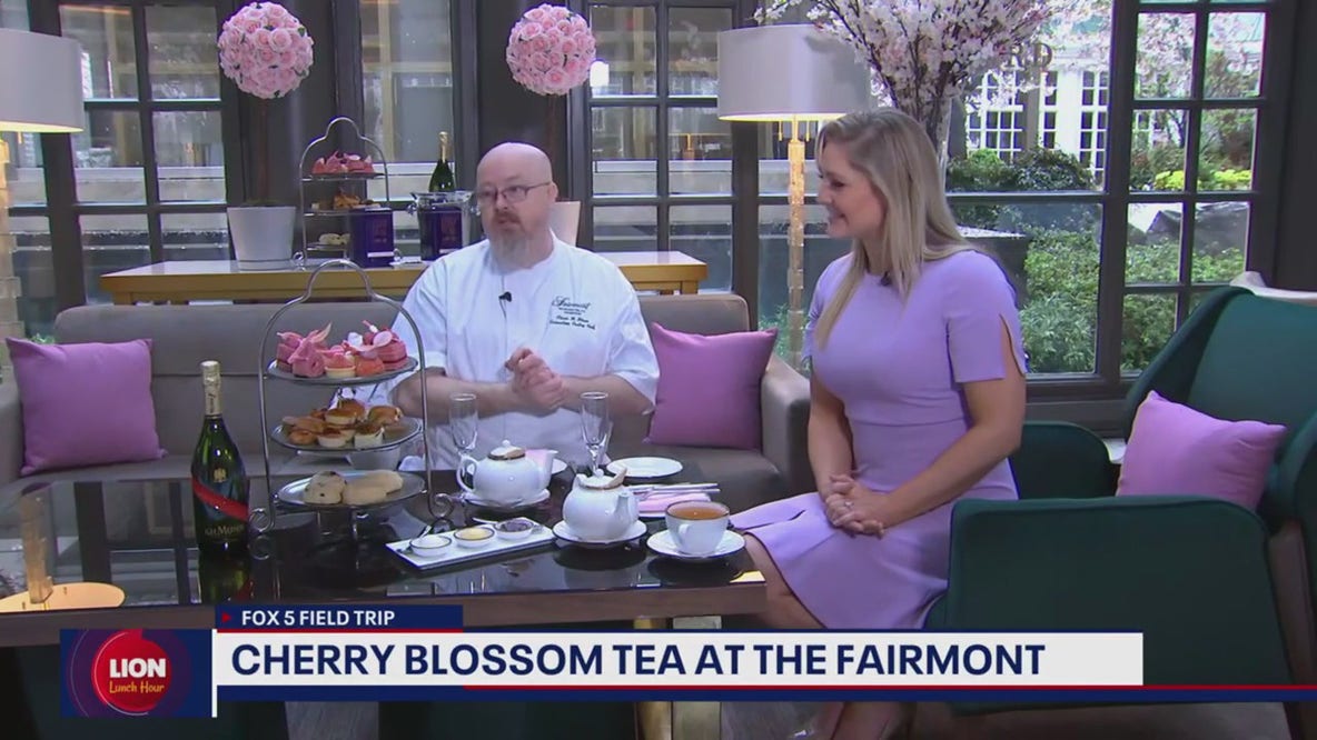Checking out the cherry blossom afternoon tea at the Fairmont hotel